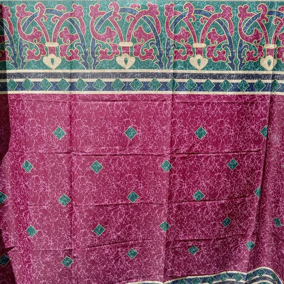 Vintage SPRINGS Shower Curtain 69 x 69 Art Decor Maroon Dark Green Gold 90s - Picture 4 of 15